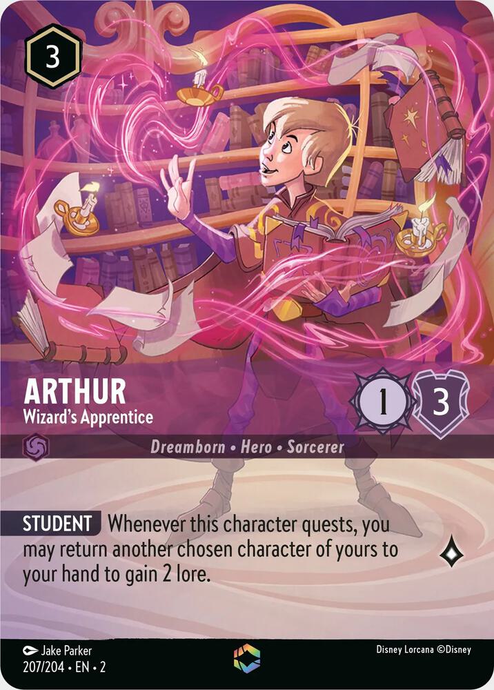 Arthur - Wizard's Apprentice Enchanted Disney Lorcana Rise of the Floodborn 207/204 NM