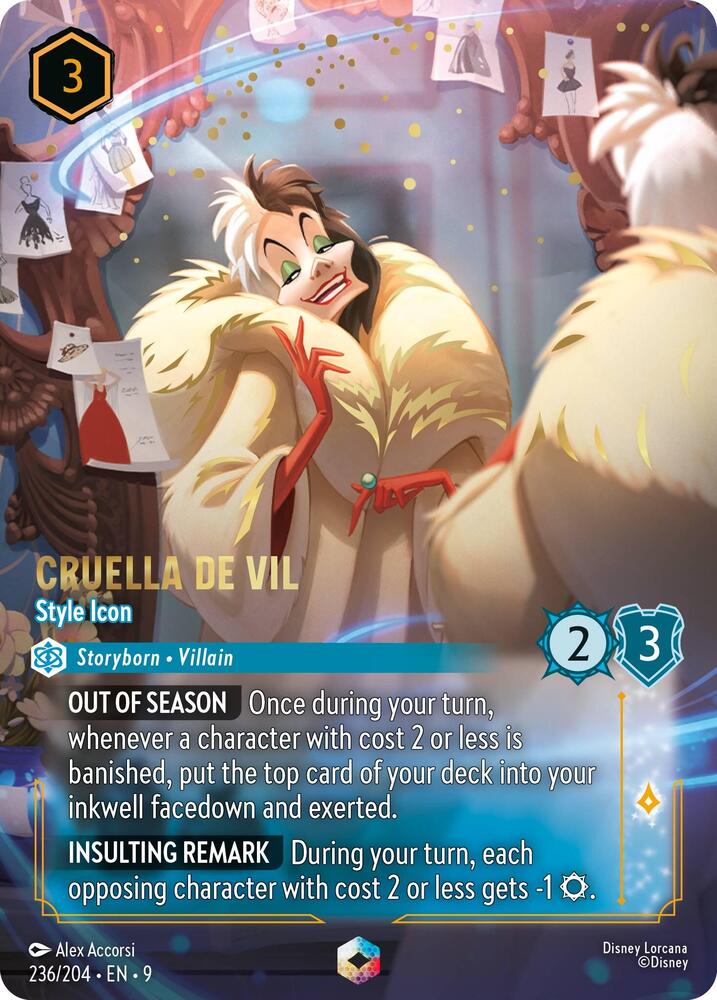 Cruella De Vil - Style Icon Enchanted Disney Lorcana Fabled 236/204 NM