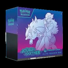 Pokémon Elite Trainer Box packaging with character design on a blue and purple background